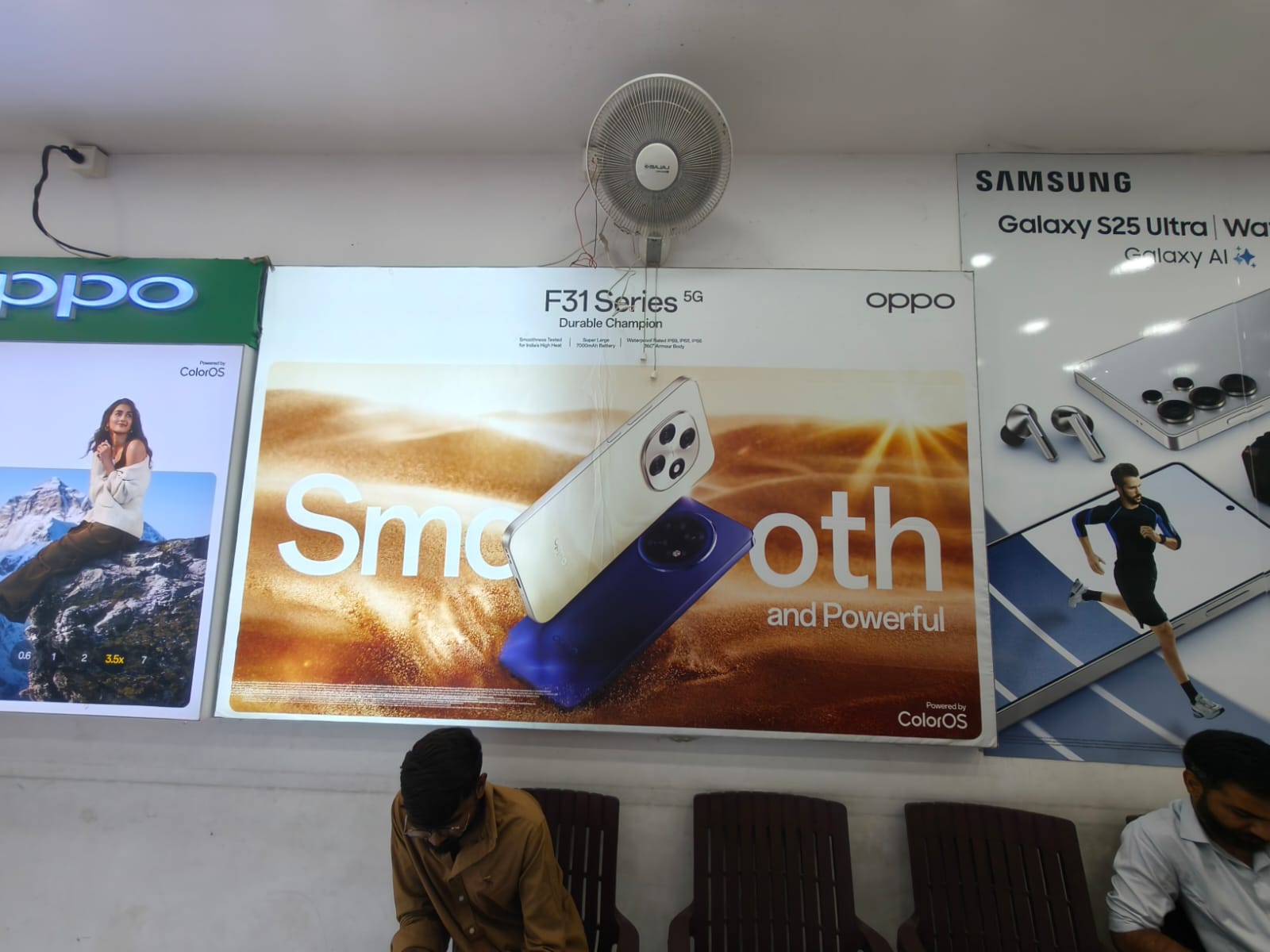 OPPO campaign graphics applied within a retail setting.