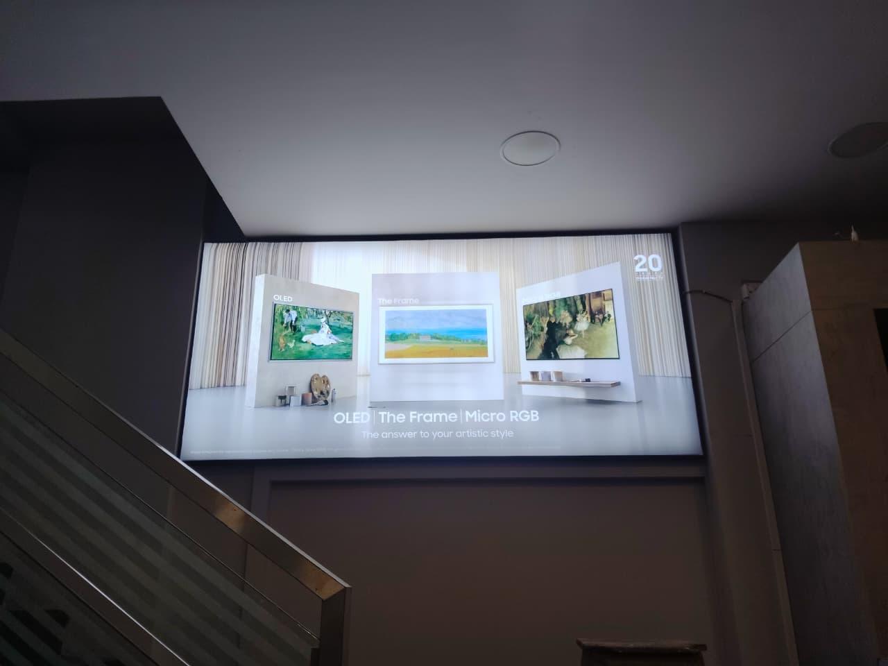 Illuminated indoor campaign display.