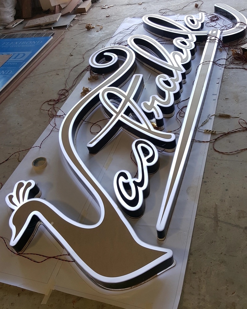 Dimensional signage letters during production